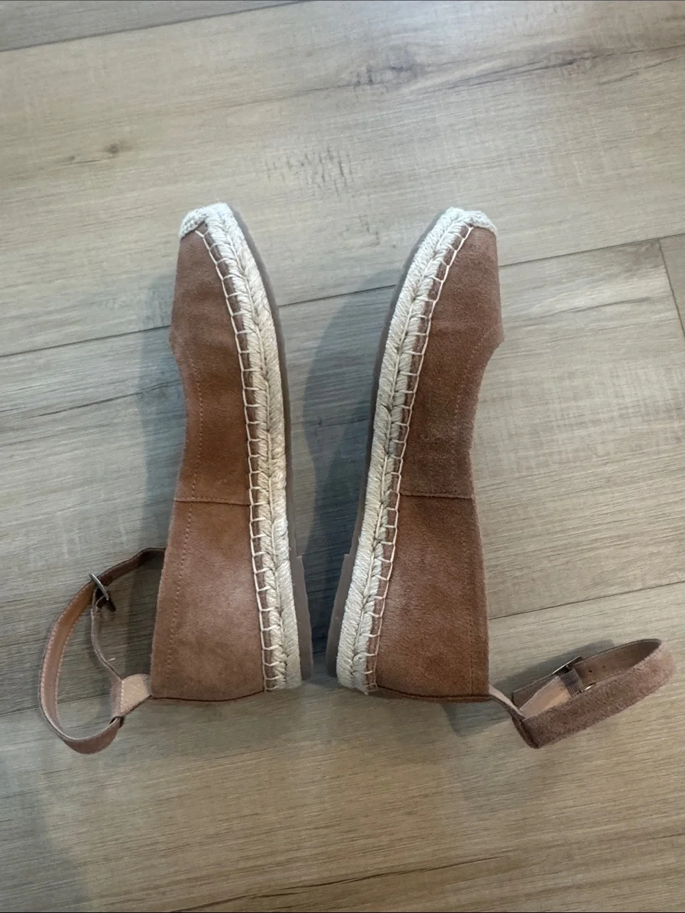 Crown Vintage Dusty Rose Suede Espadrille Flats with Ankle Strap